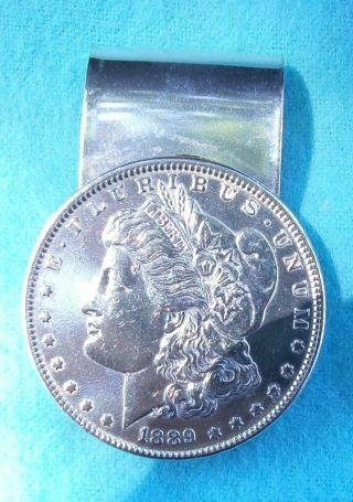 Authentic El Rey Usa 1889 Morgan Dollar Sterling Silver Money Clip 54 Grams