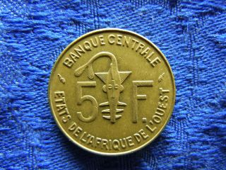 WEST AFRICAN STATES 5 FRANCS 1977,  KM1a 2