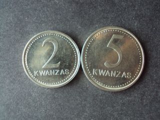 Angola Pair 2 & 5 Kwanzas 1999 Au / Unc