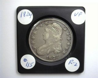 1824 Capped Bust Silver 50 Cents Very Fine O 115 R - 2