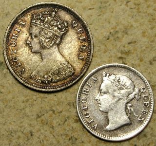 Hong Kong: 1888 Silver 10 Cents And 1894 Silver 5 Cents