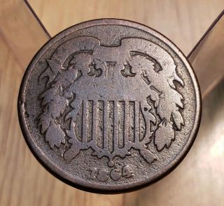 1864 Civil War Era 2 Cent Piece Large Motto - Great For Completing Your Coin Album