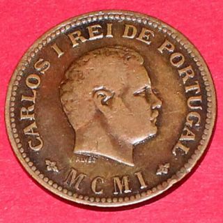 India Portugueza - Carlos I - 1/4 Tanga - Rare Coin E32