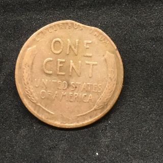1944 Lincoln Wheat Penny Clipped Planchet Error Cent 2