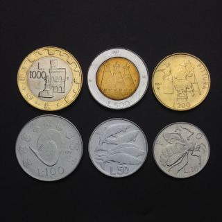 [s - 3] San Marino Island Set Of 6 Coins,  10 50 100 200 500 1000 Lire,  Real,  Unc