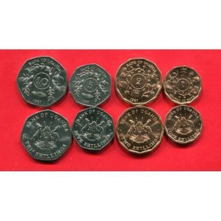 Uganda 1 2 5 10 Shillings Km 27 - 30 Unc Coin Set Of 4