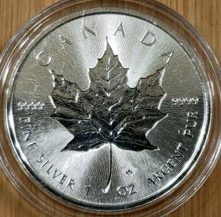 2018 Canada $5 Maple Leaf Incuse 1 Oz.  Silver Coin With Capsule