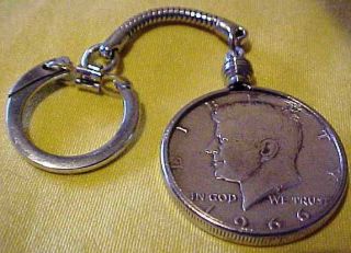 Kennedy 1966 American Silver Half Dollar Coin = Loose In Key Ring
