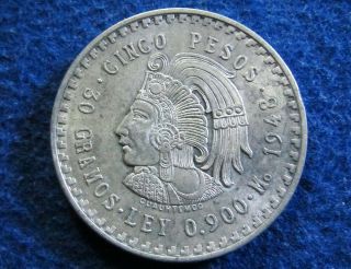 1948 Mexico Silver 5 Pesos - Cuauhtemoc - Xf/au - U S