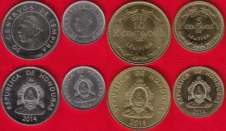 Honduras Set Of 4 Coins: 5 - 50 Centavos 2014 Unc