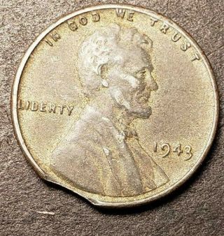 1943 Lincoln Memorial Penny - Clipped Planchet Error
