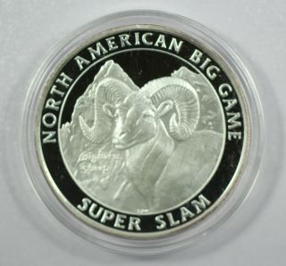 {do330c} 1 Oz.  999 Silver Round North American Hunting Club Bighorn Sheep