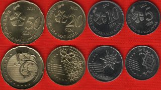 Malaysia Set Of 4 Coins: 5 - 50 Sen 2012 Unc