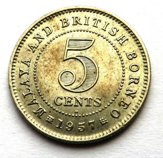 Malaya & British Borneo 5 Cents 1957h Copper - Nickel Km 1 Unc