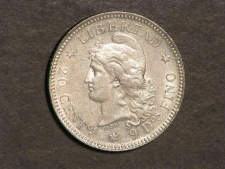 Argentina 1882 20 Centavos Silver Au - Unc