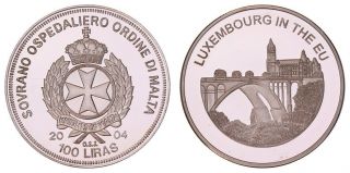 Xe.  115} Order Of Malta 100 Liras 2004 / Luxembourg In Eu / Souvenir Issue / Bu