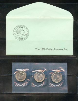 Susan B.  Anthony 1980 P,  D,  & S U.  S.  Set,  (3 Coins)