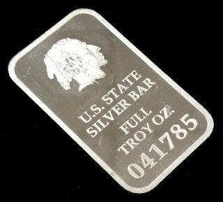 U.  S.  State MISSISSIPPI Full Troy Oz.  0.  999 Fine Silver Bar MS 001020 3