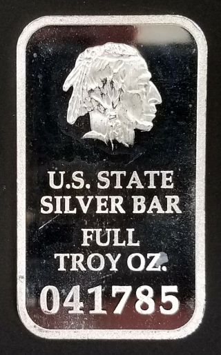 U.  S.  State MISSISSIPPI Full Troy Oz.  0.  999 Fine Silver Bar MS 001020 4