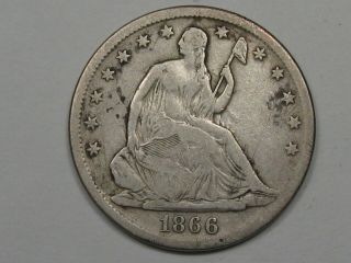 F/vf Better - Date 1866 - S Us Seated Liberty Half Dollar.  21