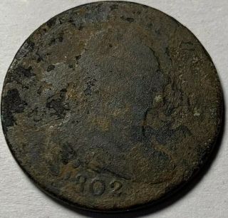 1802 Draped Bust Large Cent Coin Die Break Cud Error
