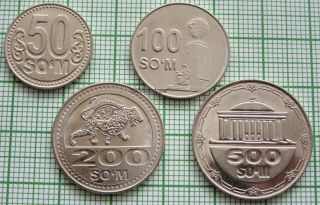 Uzbekistan 2018 4 Coins Set - 50,  100,  200,  500 Som,  Unc