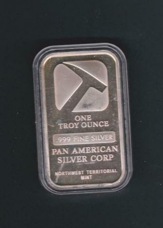 1 Oz.  Pan American Silver Bar With Capsule