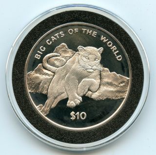 Silver 2001 Sierra Leone $10 Big Cats Of The World 1 Oz