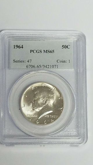 1964 Silver 50 Cents Kennedy Half Dollar Ms 65 Pcgs