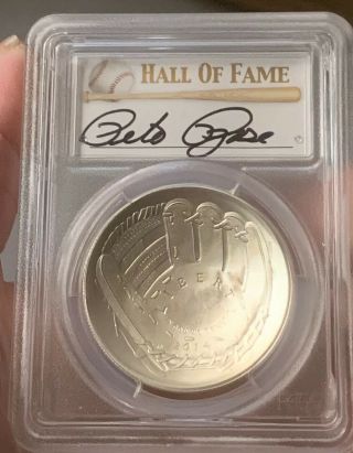 2014 - P Baseball Hall Of Fame Commemorative Silver Dollar - Pcgs Ms69 Pete Rose