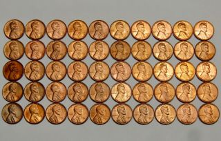 Unc Roll 1953 - S Lincoln Cents - Some Dingy,  Some Weak Strike,  Some Real