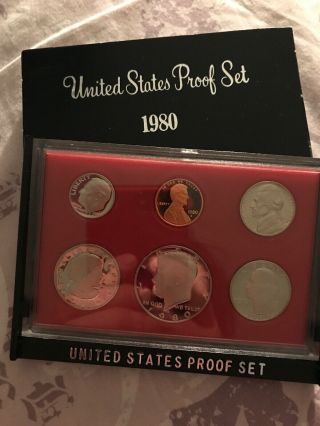 1980 S United States Proof Set Of Coins,  Susan B Anthony,  Kennedy,  Washington.