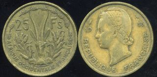 Occidentale African French - Afrique Occidentale Francaise 25 Francs 1956 (etat)