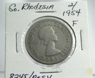 1954 Southern Rhodesia Two Shilling Copper - Nickel Coin