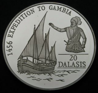 Gambia 20 Dalasis 1993 Proof - Silver - Prince Henry The Navigator - 511