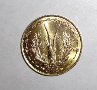 West African States 5 Francs,  Gazelle Head,  Animal Wildlife Coin