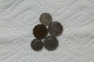 Iraq Coins,  5 total,  1938 - 53,  4 Fils and 10 Fils 2