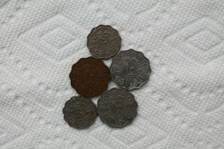 Iraq Coins,  5 total,  1938 - 53,  4 Fils and 10 Fils 6