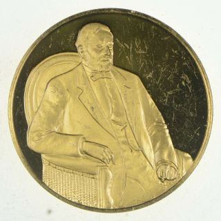 24k Gold Gild Ulysses S.  Grant.  925 Sterling Silver 23.  5 Grams Round 938