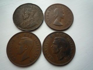 South Africa 1929 1937 1942 1959 Penny Coins
