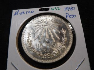 U92 Mexico 1940 Silver Peso Bu