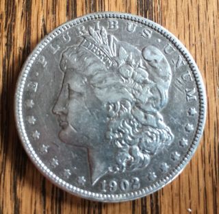 1902 P Morgan Silver Dollar - 90 Silver - Detail - Plastic Round