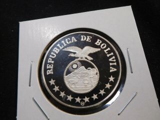 T62 Bolivia 1979 Silver 200 Bolivares Int ' l Year of the Child Proof 2