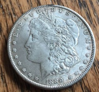 1889 P Morgan Silver Dollar - 90 Silver - Detail - Plastic Round