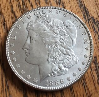 1886 P Morgan Silver Dollar - 90 Silver - Detail - Plastic Round