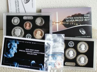2019 S Us Annual Silver 11 Coin Proof Set,  W Reverse Penny