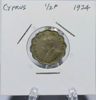1934 Cyprus 1/2 Piastre,  King George V