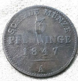 Germany Lippe Detmold 3 Pfennig 1847,  Km252