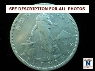 Noblespirit (ct) Very Choice Xf/au 1907 - S Philippines 1 Peso Silver