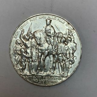 Germany Empire Prussia 1913 3 Silver Mark Centenary Defeat Napoleon Wilhelm Ii
